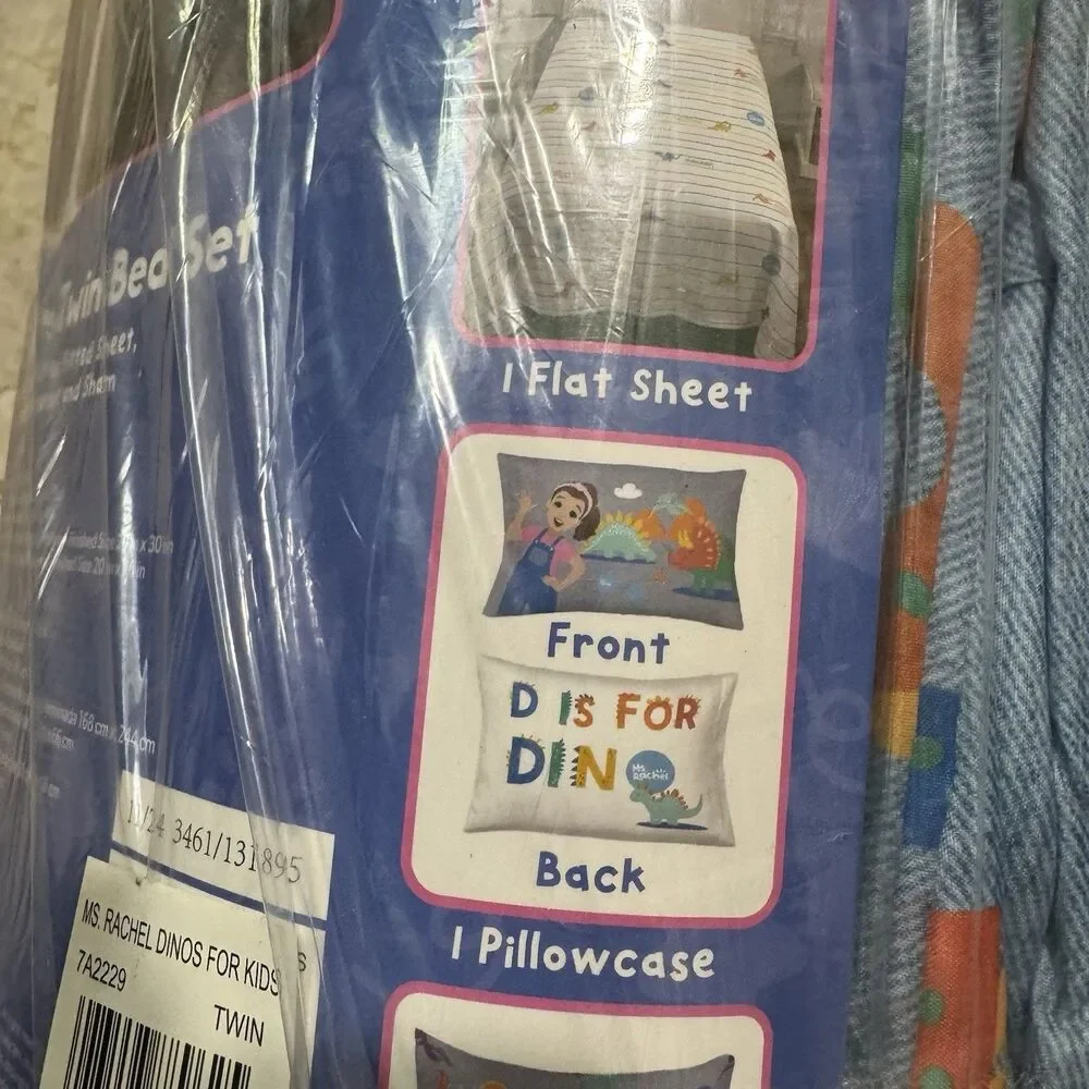Ms Rachel Dinosaur Educational Twin Bedding Set Reversible Comforter 5 Piece Set